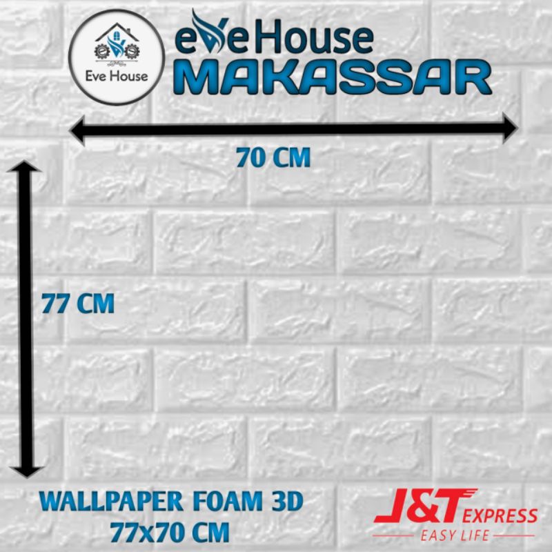 Makassar V91 wallpaper 3D 77x70 cm dinding tembok foam 3 sampai 6 mm berbentuk bata rekatan lem kuat