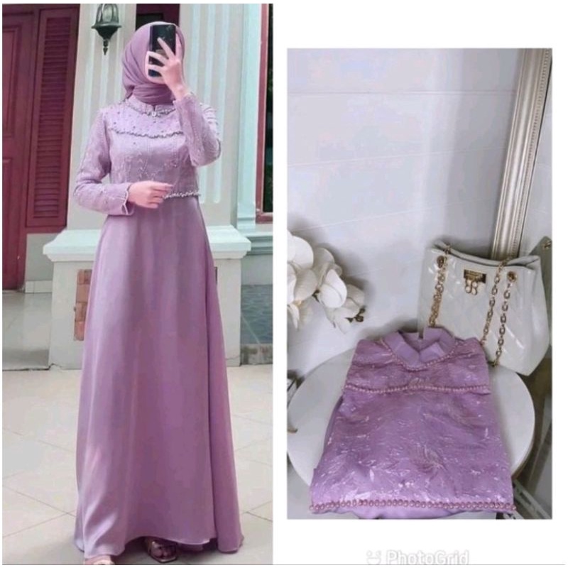 GAMIS TIARA DRESS MAXY VELVET MIX BROKAT TILE MUTIARA FASHION MUSLIM WANITA GAUN PESTA MEWAH KONDANGAN LAMARAN GAMIS COUPLE SYAR'I WANITA MODERN TERMURAH