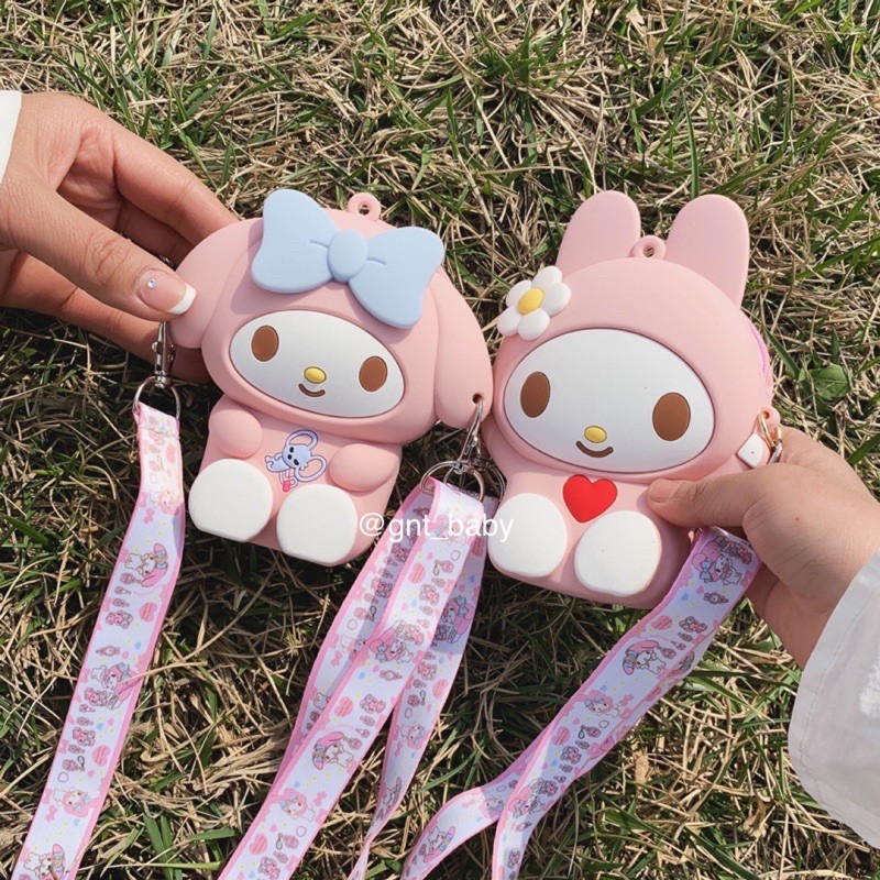 upd 73 tas jelly hello kitty my melody anak kecil rubber bag pouch kids selempang karet tali panjang