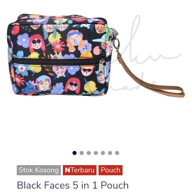 Faces Black 5 in 1 Pouch Idekuhandmade Ideku Handmade