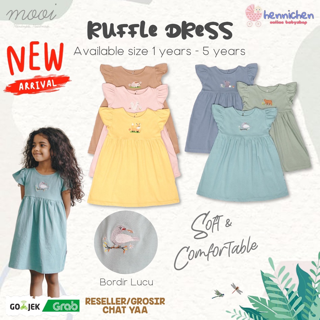 PROMO 7.7 PROMO BAJU LEBARAN MURAH MOOI RUFFLE DRESS - DRESS ANAK PEREMPUAN DRESS BAYI BORDIR PART 1