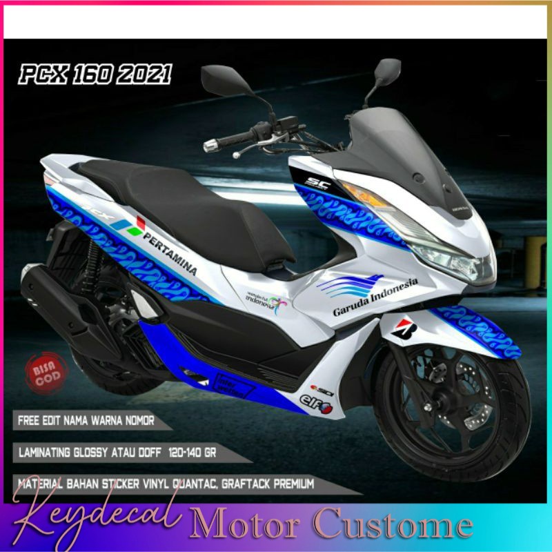 stiker pcx Decal new pcx 160 full body Sticker variasi motor pcx 160 full motif mandalika pertamina 