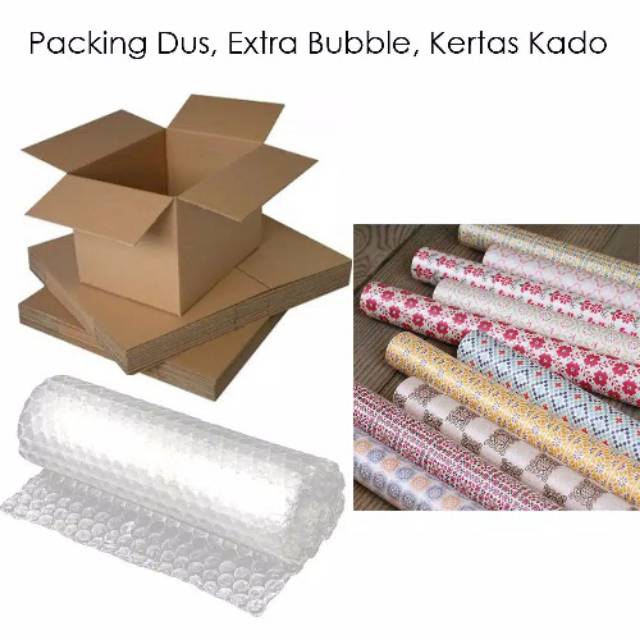 

Packing dus/extra bubble/kertas kado/Kartu ucapan