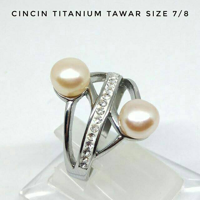 Cincin Titanium Awet selamanya tidak Karat Mutiara Air Tawar Lombok