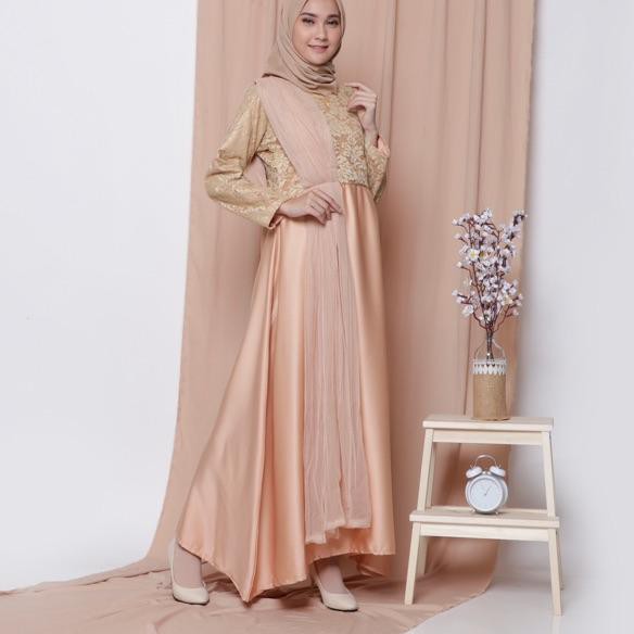 HRB056 GAUN BROKAT SELENDANG/GAUN PESTA/ GAUN WISUDA / GAMIS .