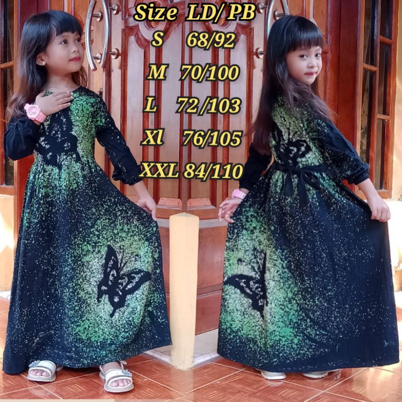 Baju Batik Anak Perempuan Usia 5-11 Tahun - Dress Anak - Gamis Batik Anak