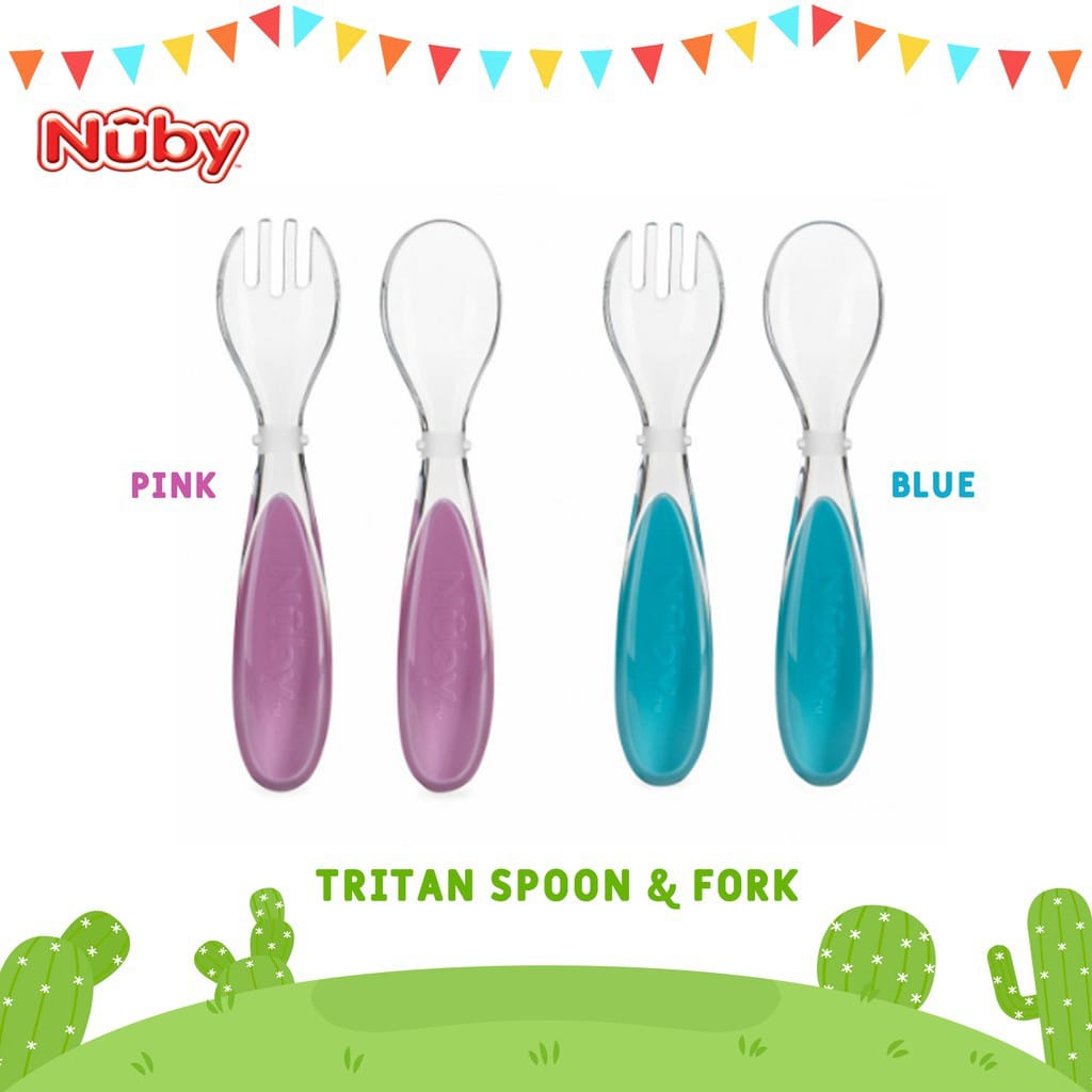 Nuby Tritan Spoon &amp; Fork Toodler Training 12m+ BPA FREE