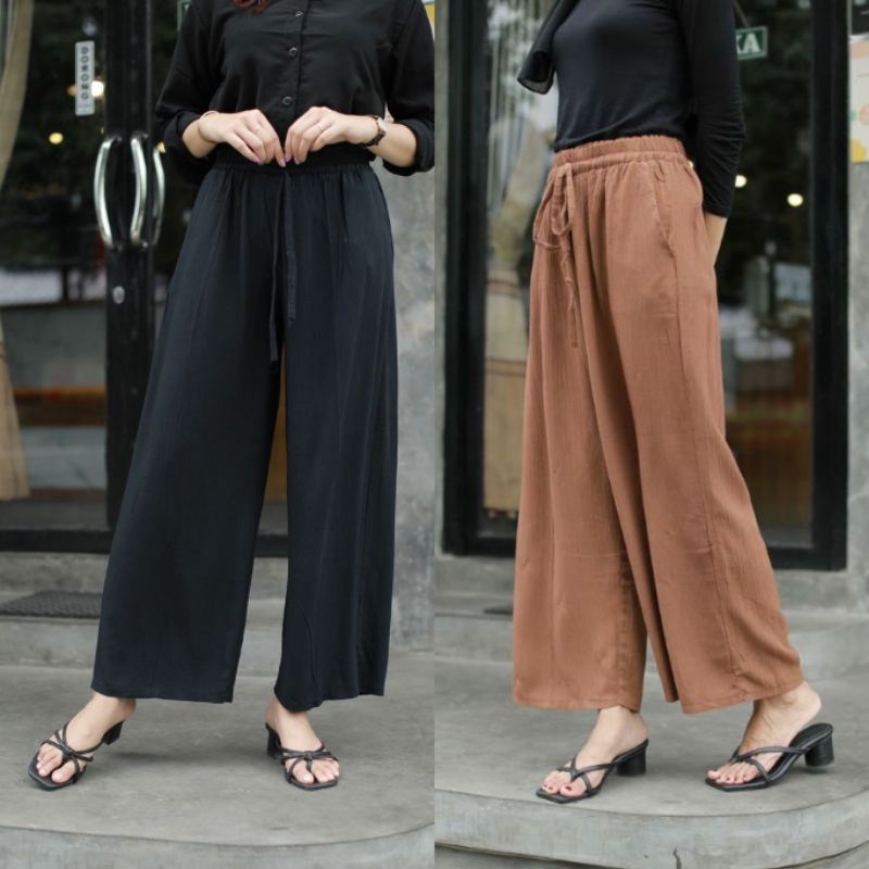 VIOLET HIGHWAIST LOOSE PANTS KULOT CRINCLE AIRFLOW