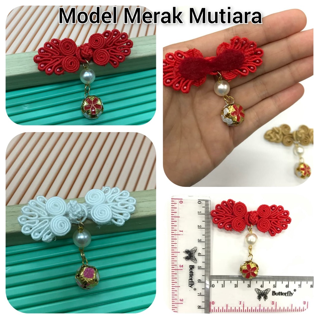 1 BUAH - APLIKASI IMLEK KANCING CINA + MUTIARA KERINCING | APLIKASI JEPIT &amp; BAJU