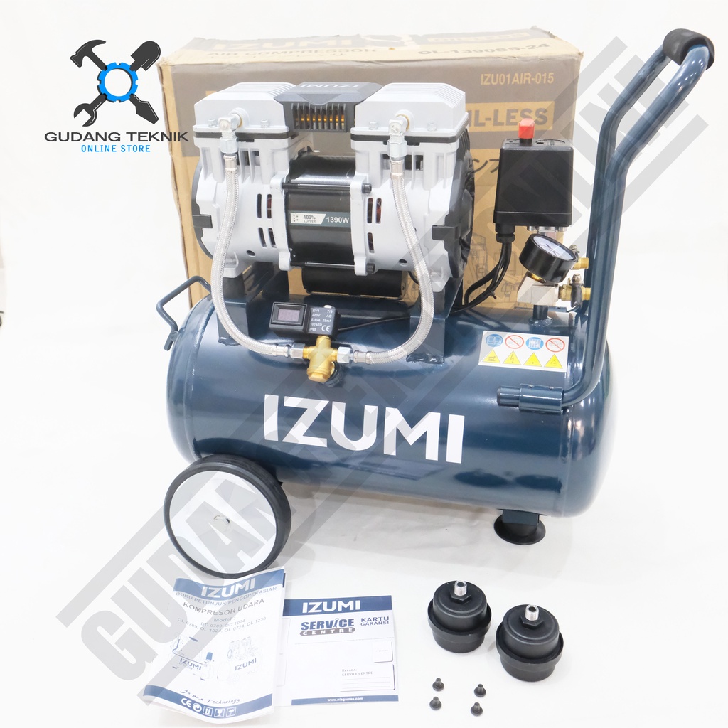 Kompresor Angin Tanpa Oli IZUMI OL1390SS-24 24L / Air Compressor Oilless  IZUMI OL1390SS 24Liter