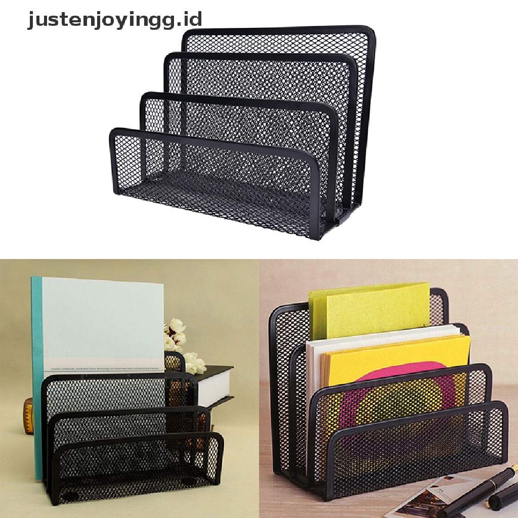 Rak Holder Penyimpanan File Kertas Surat Bahan Mesh Warna Hitam Untuk Desktop Kantor