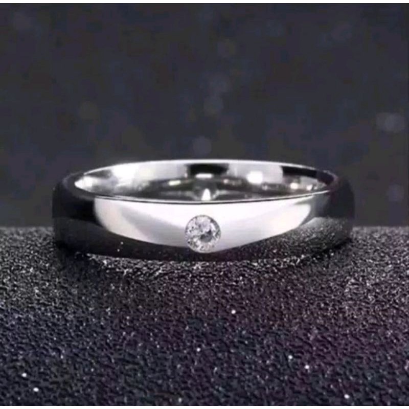 Cincin Titanium permata Satu Couple Berlapis Emas/Kekinian