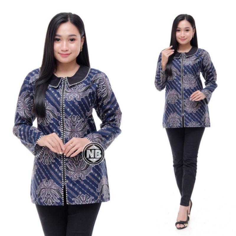 tey-17 Batik wanita ASJ SA HRB026 Kenongo Kemeja Tosca Pendek-6