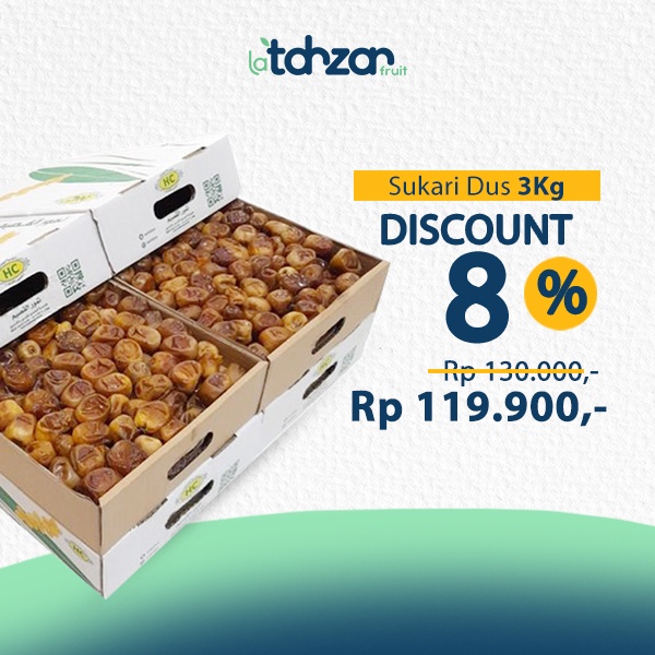 Kurma Sukari Dus Kurma Basah / Kurma Raja 3 Kg Grosir Oleh-Oleh Haji dan Umroh