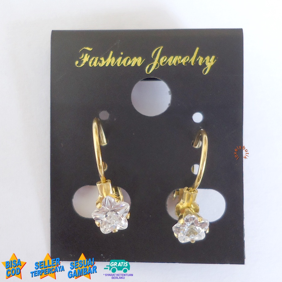 Lovelybutik Anting Titanium Anti Karat Anti Hitam Angel Star Anting Titanium Wanita  Ukuran 0,5 cm