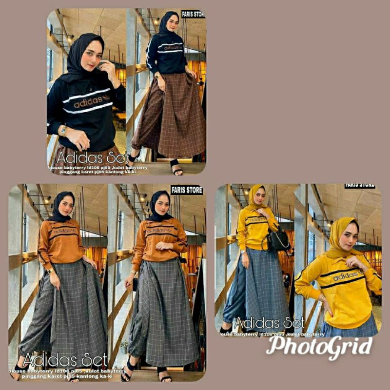 adidas set/set wanita murah/setelan kaos