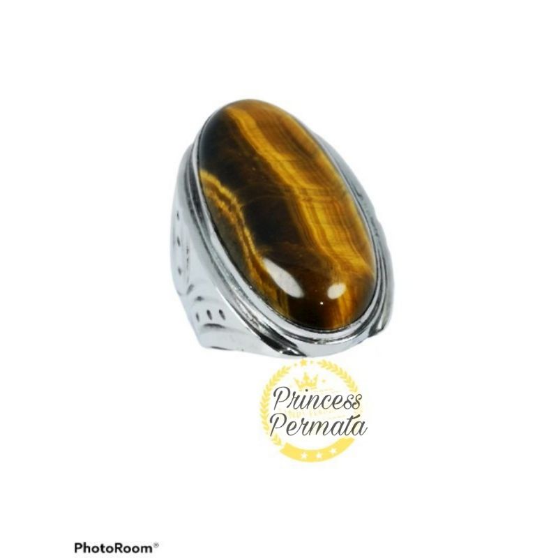 Batu Cincin Akik Spah Bulu Macan Tiger Eye Asli Natural High Quality