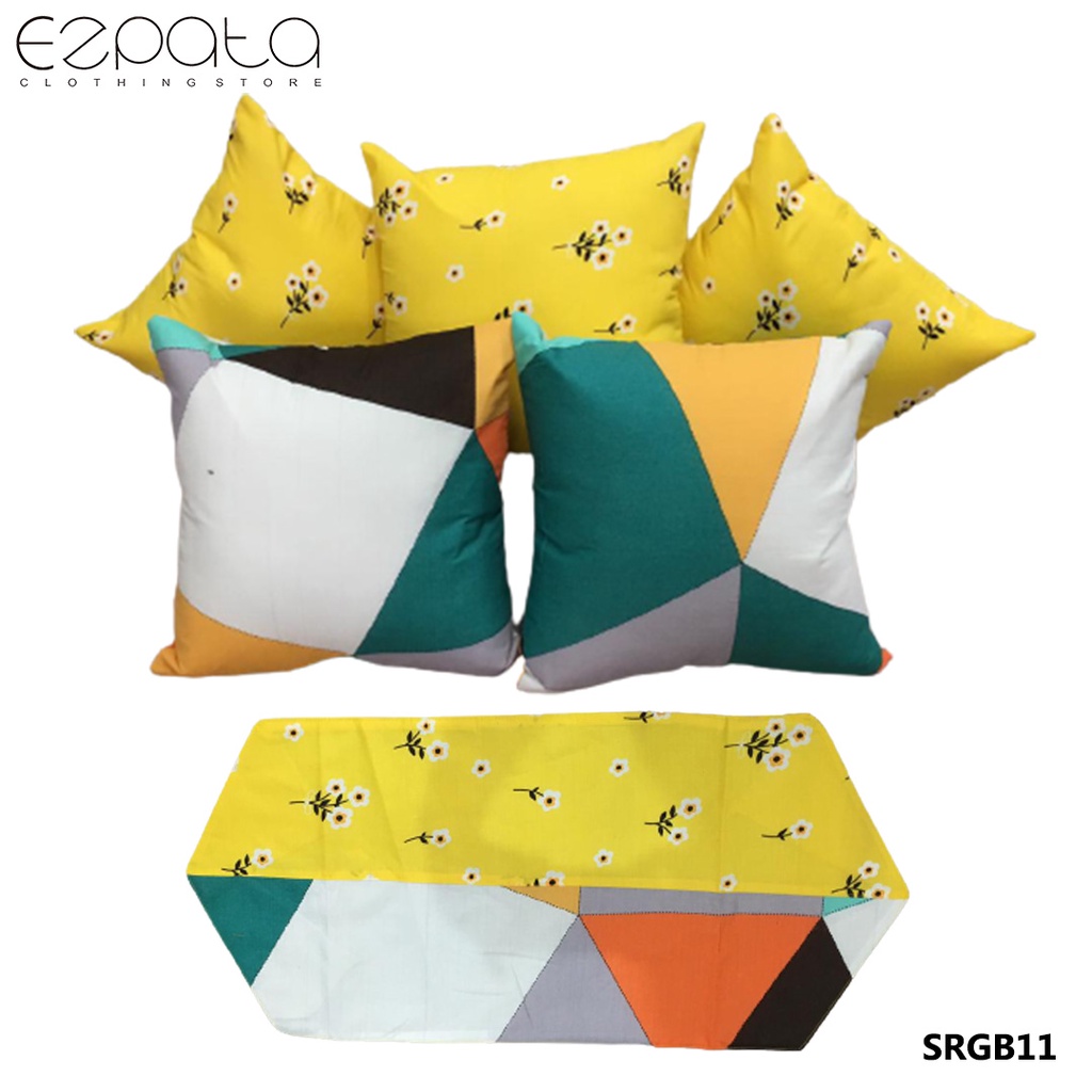 1 set ( 5 Sarung Bantal + Taplak Meja) Sarung Bantal Sofa Minimalis Aesthetic Motif Kombinasi