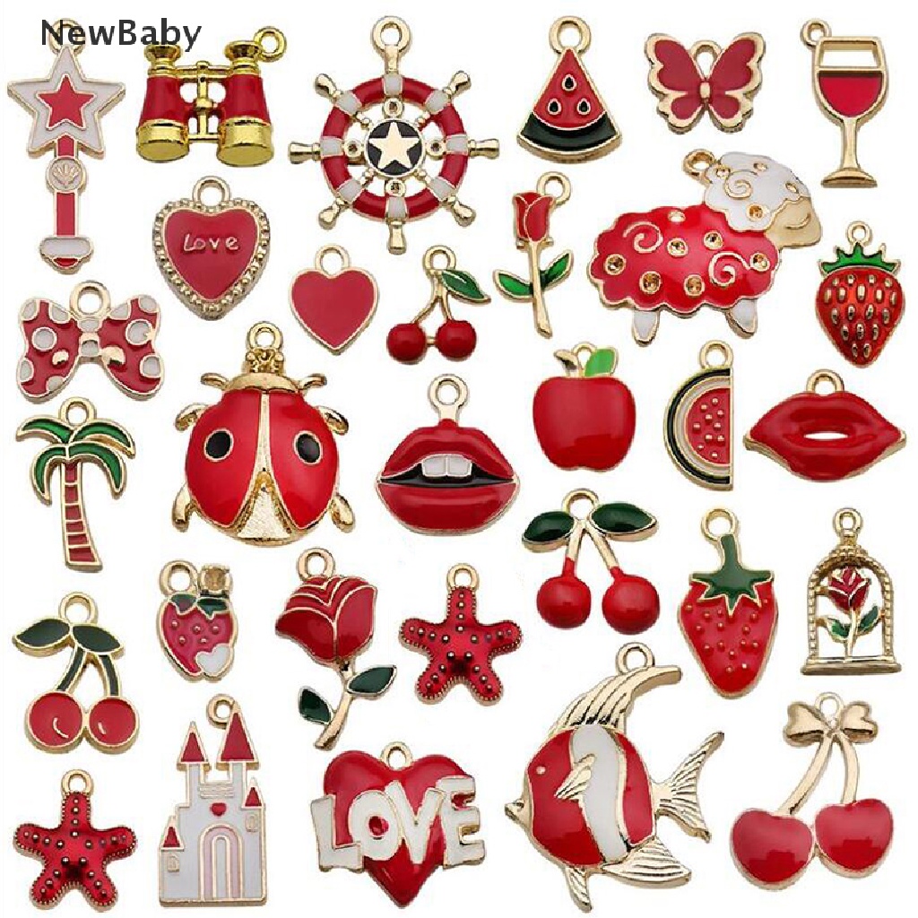 NewBaby 31Pcs/Set Fruit Animal Mixed Enamel Charms Pendants DIY Jewelry Making Craft ID