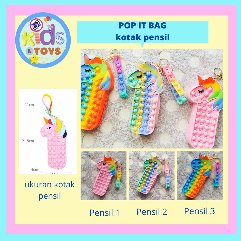 Pop it Bag Unicorn / Pop it bag kotak pensil / Mainan anak perempuan / Pop it Bag murah
