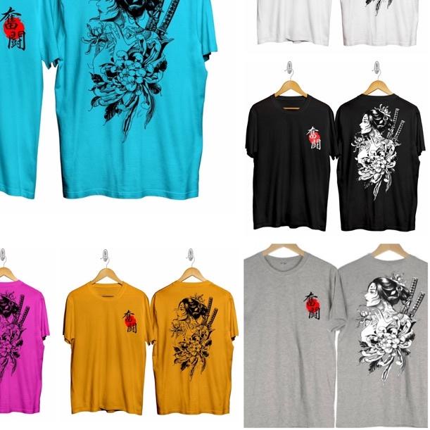 ✷ BAJU TSHIRT KAOS RONIN DISTRO JAPAN GEISHA SAMURAI / ATASAN PRIA / T-SHIRT PRIA ✩