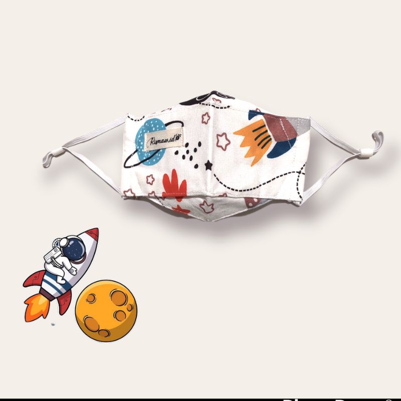 MASKER KAIN 3D ANAK | 3 DIMENSI | EVO | 3 LAPIS Motif Space