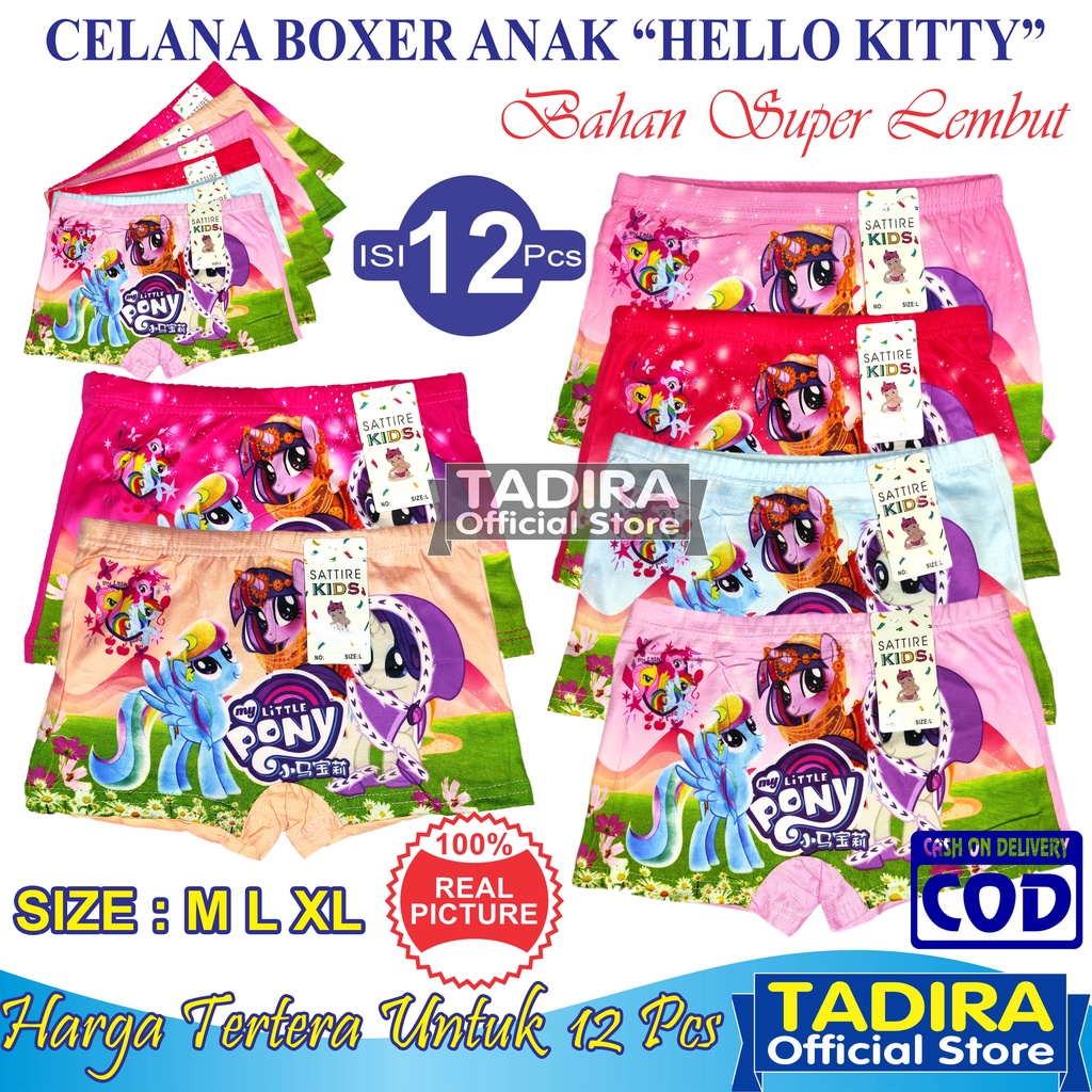 12 Pcs Boxer Anak Perempuan Gambar Kartun Celana Dalam Anak Bahan Lembut Banget TADIRA