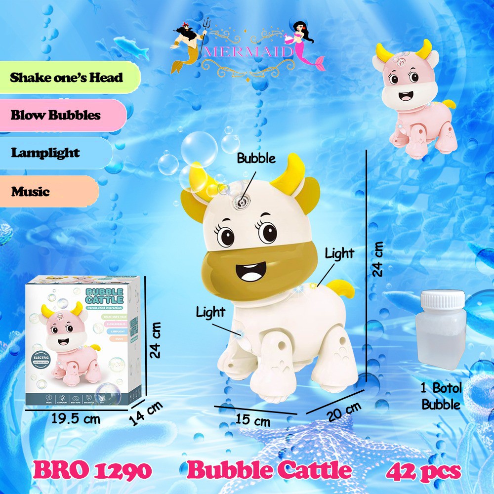 PROMO Sapi Bubble Gun Otomatis Mainan Anak Balon Gelembung Busa Sabun Buble Hewan MERMAID BRO1290