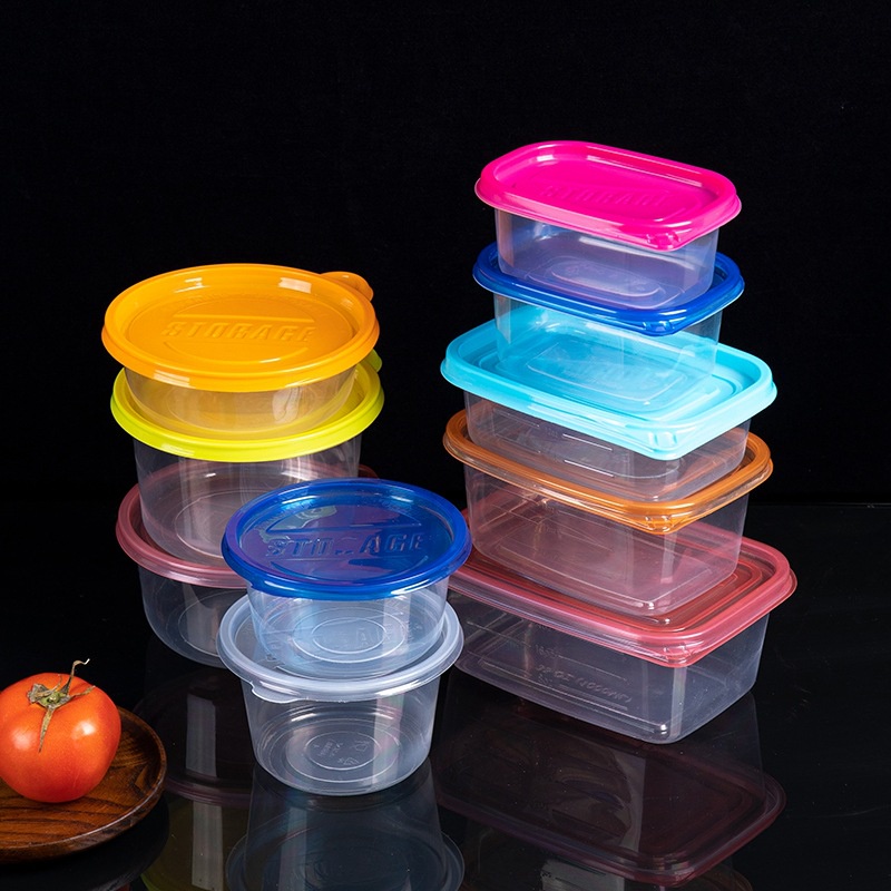 1Pc Disposable Plastic Round And Square Food Containers Organizer Box / Transparent Take-out Packaging Box