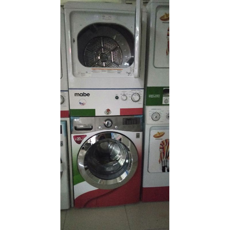 MESIN LAUNDRY TUMPUK LG 20KG DAN PENGERING MABE 14 KG