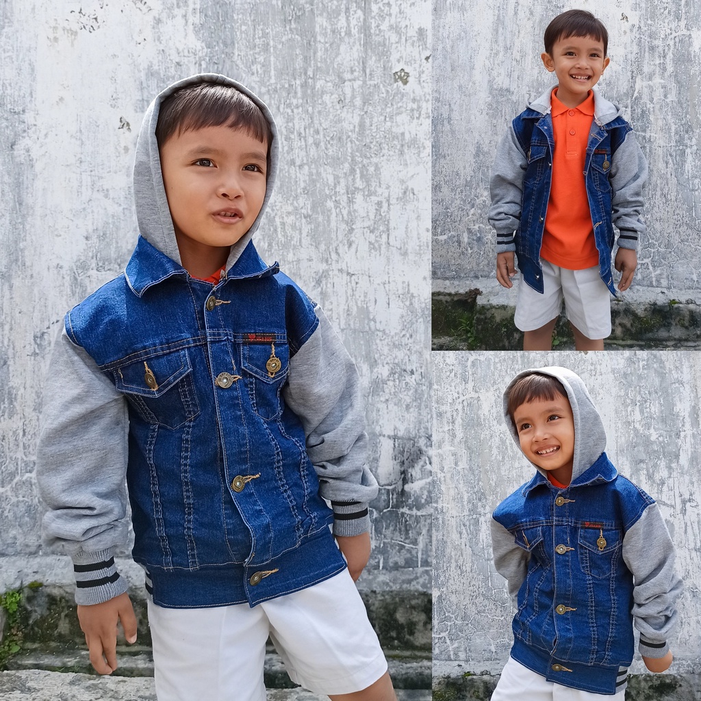 CARVA ORIGINAL JAKET JEANS ANAK LAKI LAKI PEREMPUAN ORIGINAL DENIM STRECHT SENDWASH SPOTBLUE  REALPICT