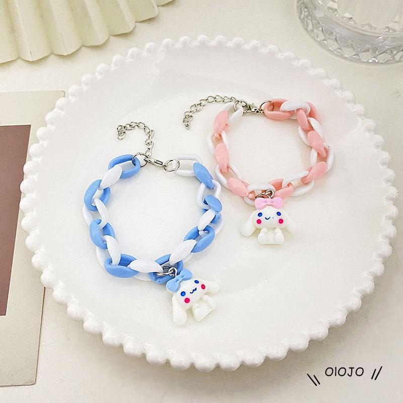 【COD】Gelang Desain Kartun Anjing Telinga Besar Warna Pink Biru Untuk Pasangan