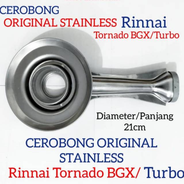 Cerobong original stainless kompor gas Rinnai Tornado bgx atau kompor Rinnai turbo.