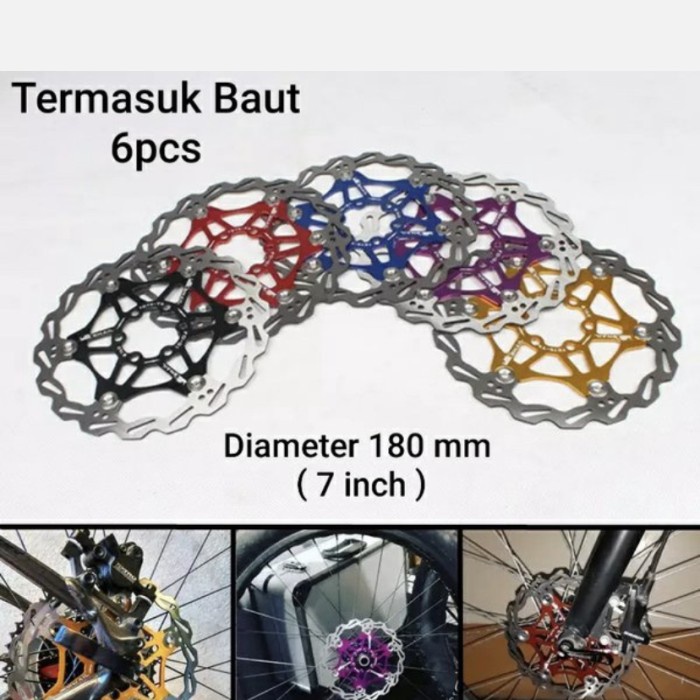 Rotor floating discbrake piringan cakram 180 mm . 7 inch sixbolt