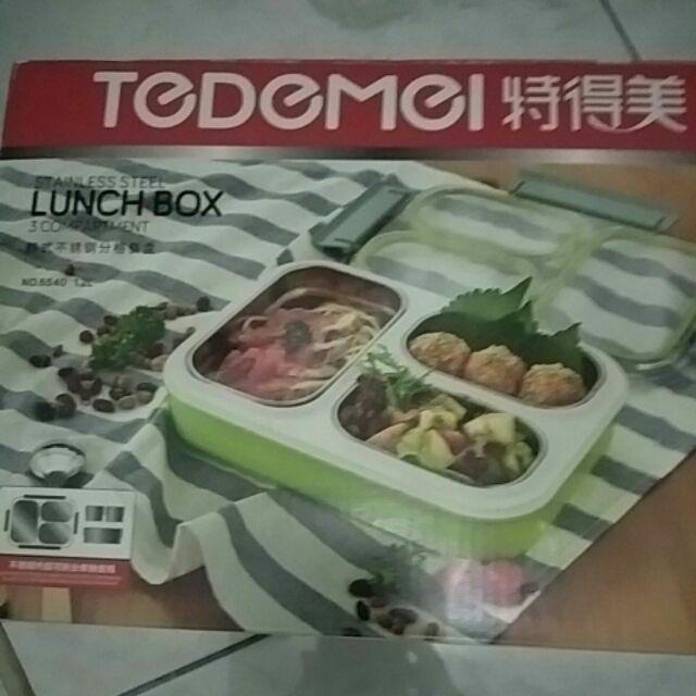Kotak Makan Anak Lunchbox Tedemei 6540 Pink Green Blue Stainles Tempat Bekal Anti Tumpah 3 Sekat