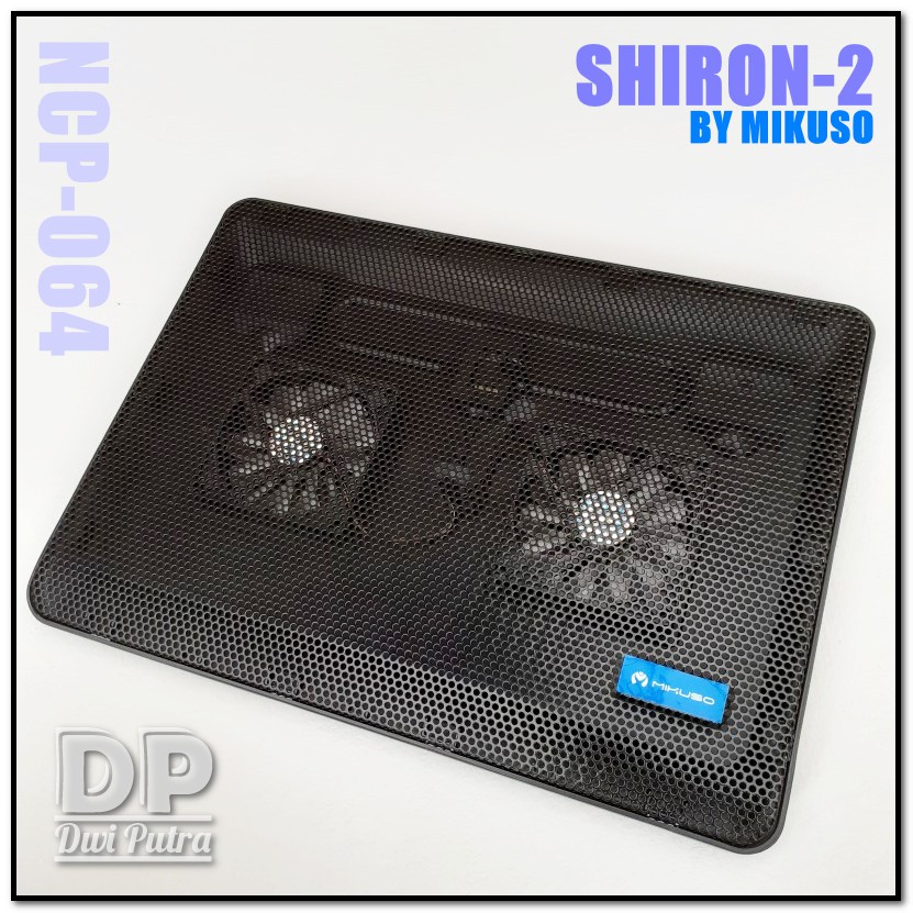 COOLING PAD MIKUSO NCP-064 SHIRON // BLUE LED SILENT DOUBLE FAN // NCP 064 NCP064 // COOLER PAD PENDINGIN LAPTOP NOTEBOOK