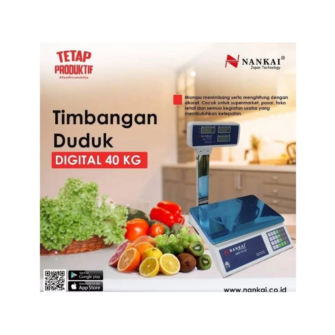 Timbangan Duduk DIGITAL 35Kg 40Kg 50Kg NANKAI / Timbangan Buah Barang Sayuran Laundry 35 40 50 Kg NANKAI