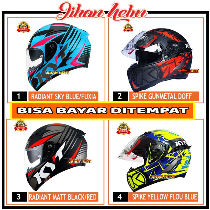 HELM / KYT / HELM KYT / HELM FULL FACE KYT FALCON AMOUR BLACK RED FLUO TERMURAH