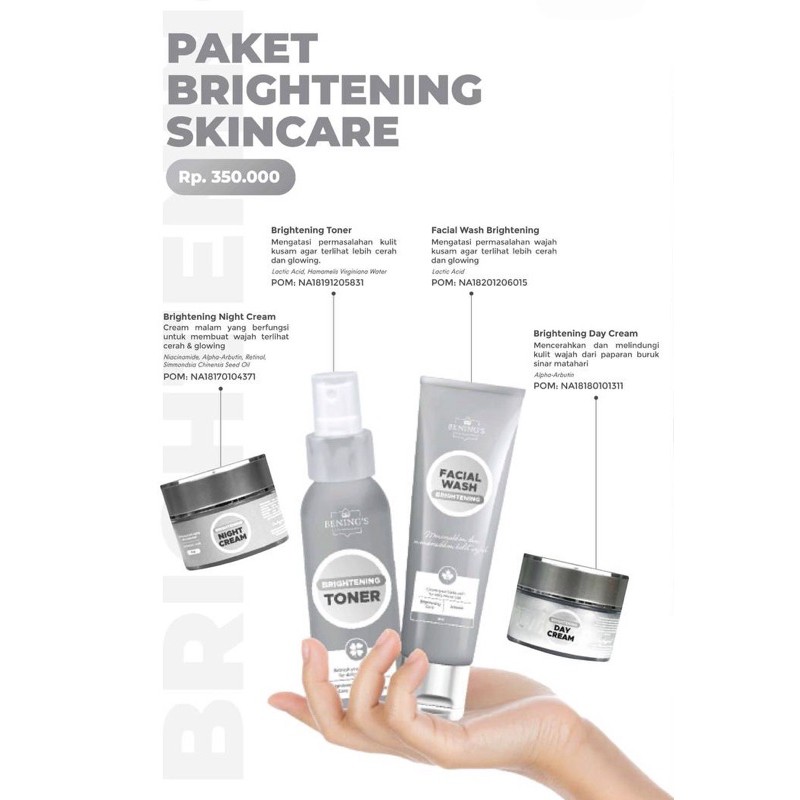 ECER PRODUK BRIGHTENING BENINGS SKINCARE
