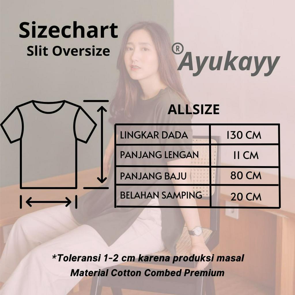 KAOS OVERSIZE T SHIRT WITH HIGH SLIT WANITA