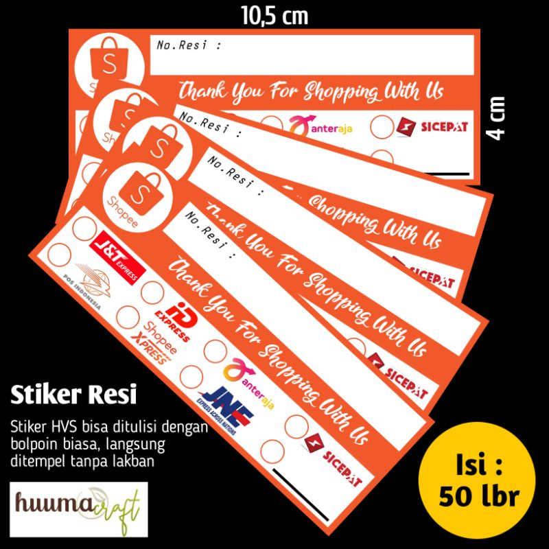 

Stiker HVS Resi Shopee 10,5x4 cm isi 50 lembar