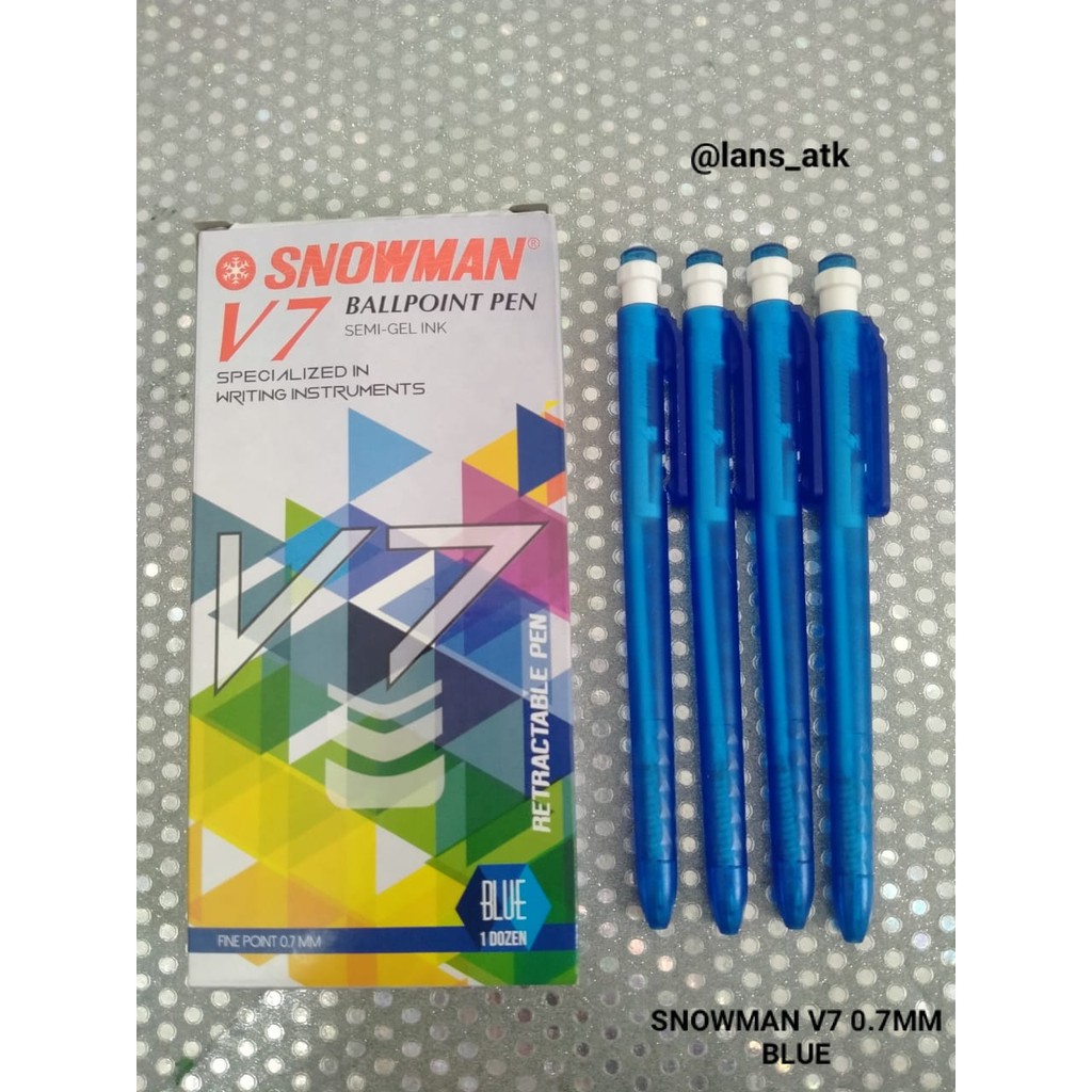

BALLPOINT PEN SNOWMAN V-7 BLUE / PULPEN SNOWMAN V7 BIRU