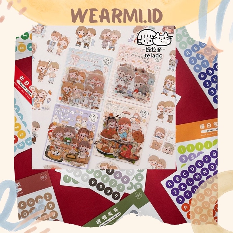 

21 / 26 / 27 pcs Sticker Pack PET Cute Baby Couple Stiker Scrapbook Bujo Jurnal DIY wearmi