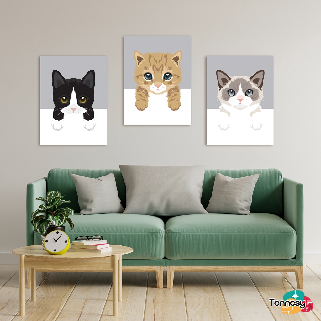 TENNESY HIASAN DINDING WALL DECOR KUCING 15x20CM CAT BINATANG LUCU PAJANGAN KAYU POSTER DEKORASI DINDING KAMAR TIDUR RUMAH