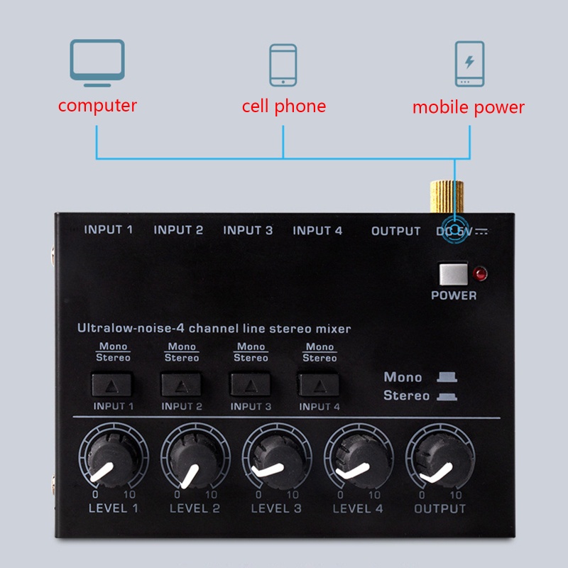 Zzz Mixer Audio 4 Channel Ultra Low Noise 4 Channel Untuk KTV Karaok