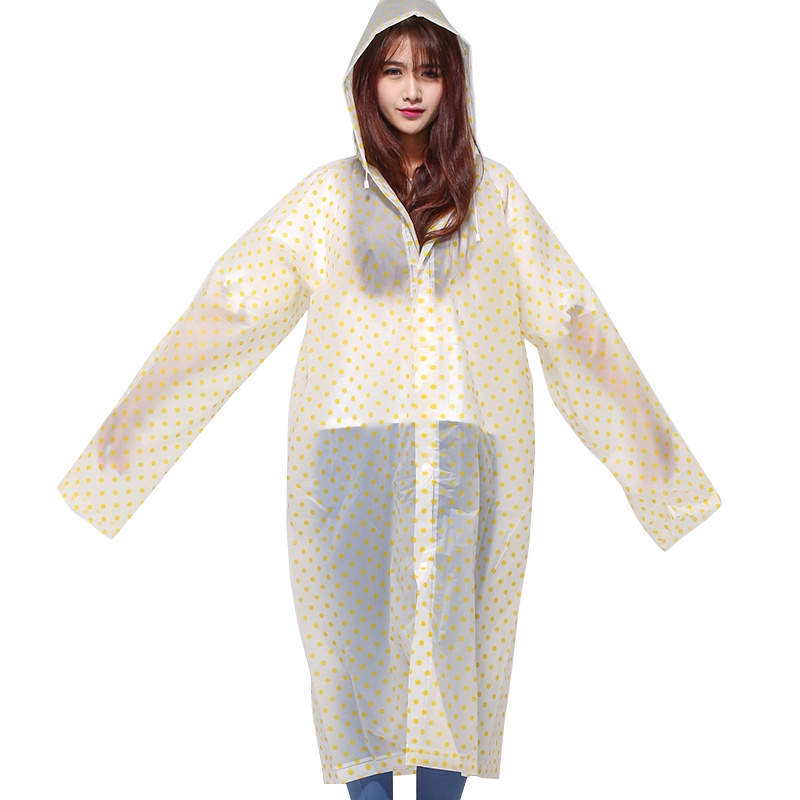 LuluAquatic Jas Hujan Wanita Terusan Stylist Fashion Raincoat Transparan Polkadot Travelling