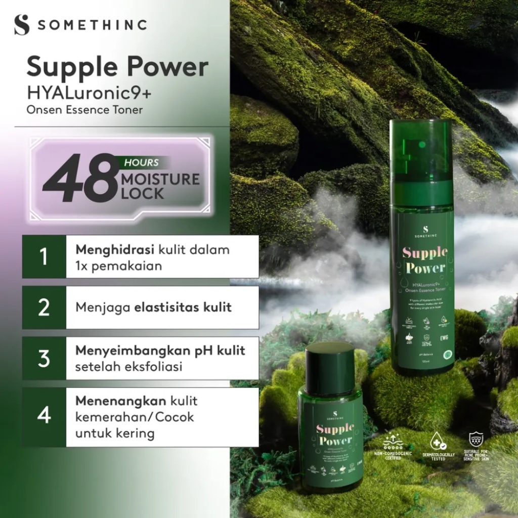 SOMETHINC Supple Power Hyaluronic9+ Onsen Essence Toner &amp; Glow Maker AHA BHA PHA Clarifying Treatment Toner (40ml dan 100ml)