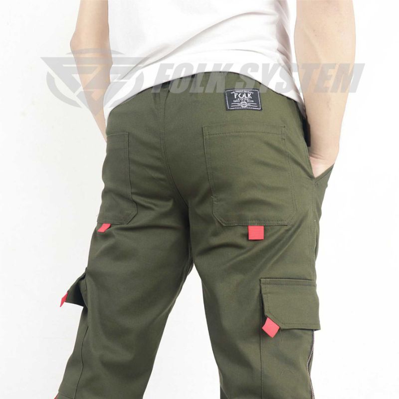 Celana panjang pria chino cargo KML original folksystem