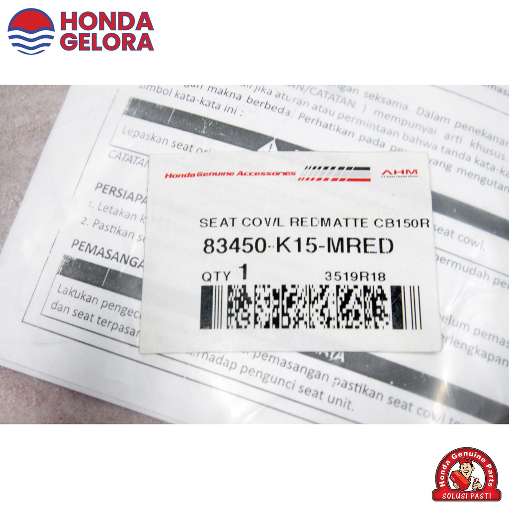 TUTUP JOK BELAKANG CB 150R STREETFIRE (RED MATTE) - SEAT COWL REDMATTE CB150R - 83450K15MRED
