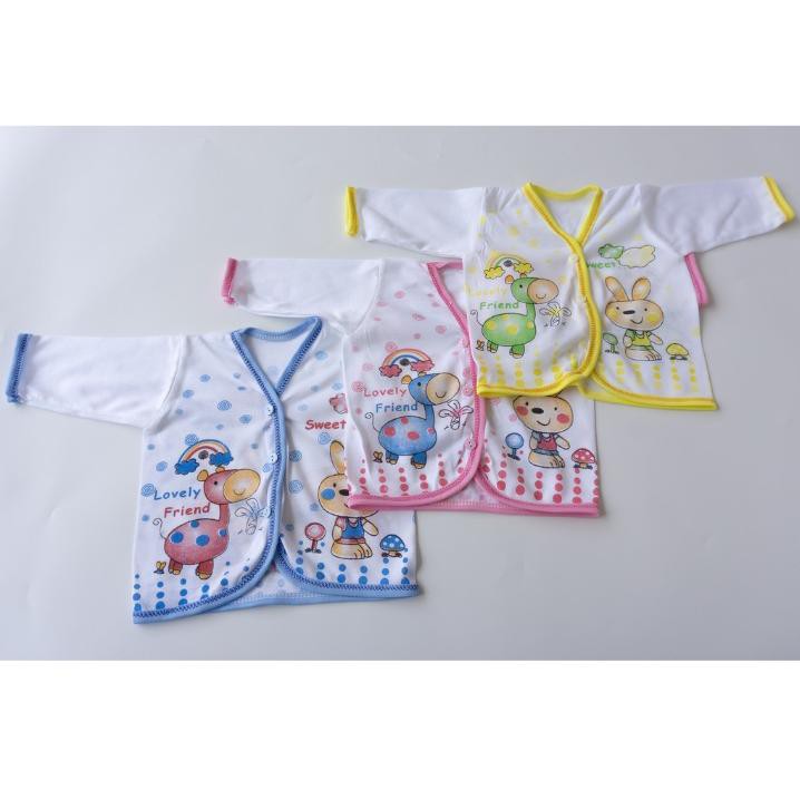 3 pcs Atasan Baju Bayi New Born Lengan Panjang Usia 0 - 3 Bulan